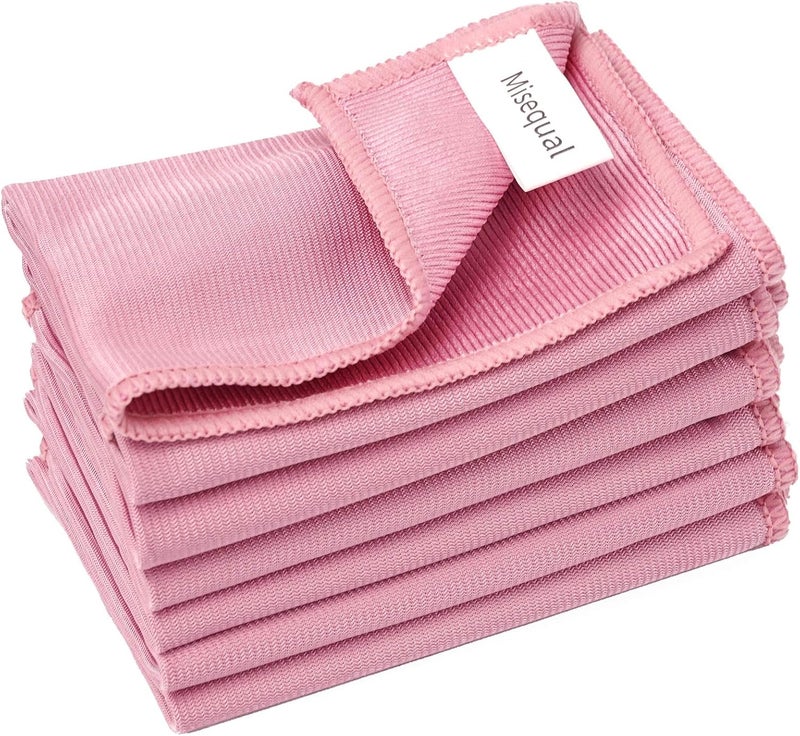 Misequal 6 Pack Glass Cleaning Cloth Microfiber Cleaning Cloth for Window Eyeglass Jewelry Windshields Mirrors and Stainless Steel (Pink) - Image 1